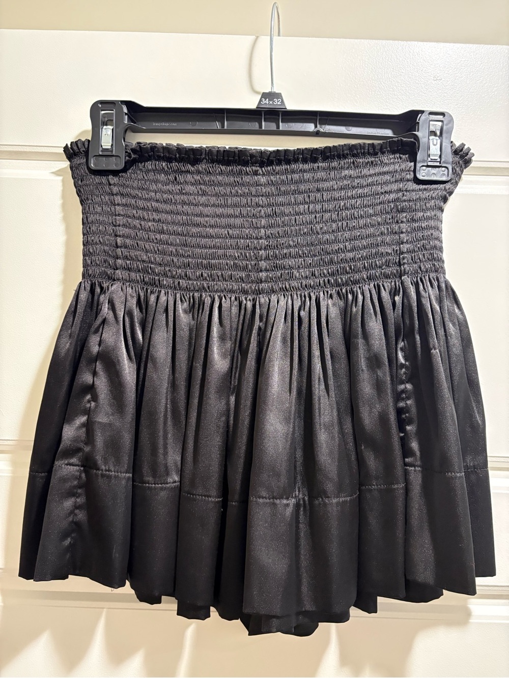 NATURAL LIFE Black Smocked Waist Mini Skirt with Gathered Hem